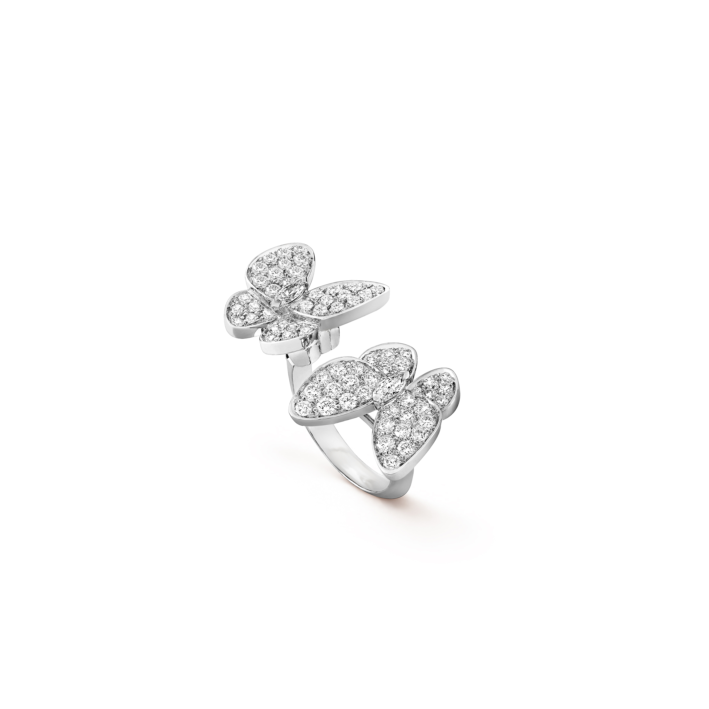 VAN CLEEF ARPELS TWO BUTTERFLY BETWEEN THE FINGER RING - WHITE GOLD, DIAMOND  VCARO61900